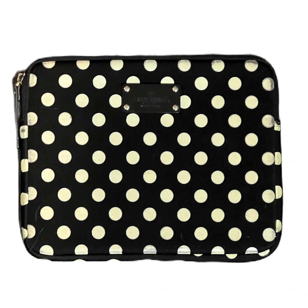 Kate Spade Black and Cream Polka Dot Laptop Sleeve